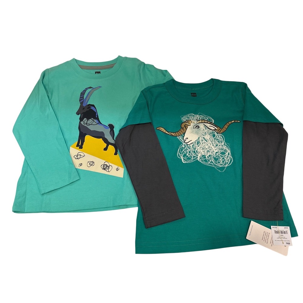 Tea Collection Kids Graphic Tee Set Ram a Fromage and Angora Goat Size 2 NWT